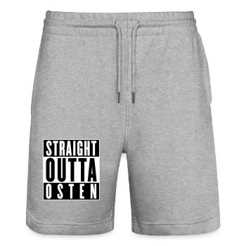 Straight outta Osten (Farben änderbar) - Stanley/Stella Unisex Bio Joggingshorts Trainer  - Grau meliert - Vorne - Nik (191cm) & Marisol (170cm)