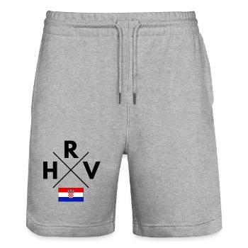 Drapeau croate - Short de jogging bio TRAINER Stanley/Stella unisexe - gris chiné - Devant - Nik (191cm) & Marisol (170cm)