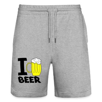 Croquis de chope de chope de bière jaune - Short de jogging bio TRAINER Stanley/Stella unisexe - gris chiné - Devant - Nik (191cm) & Marisol (170cm)