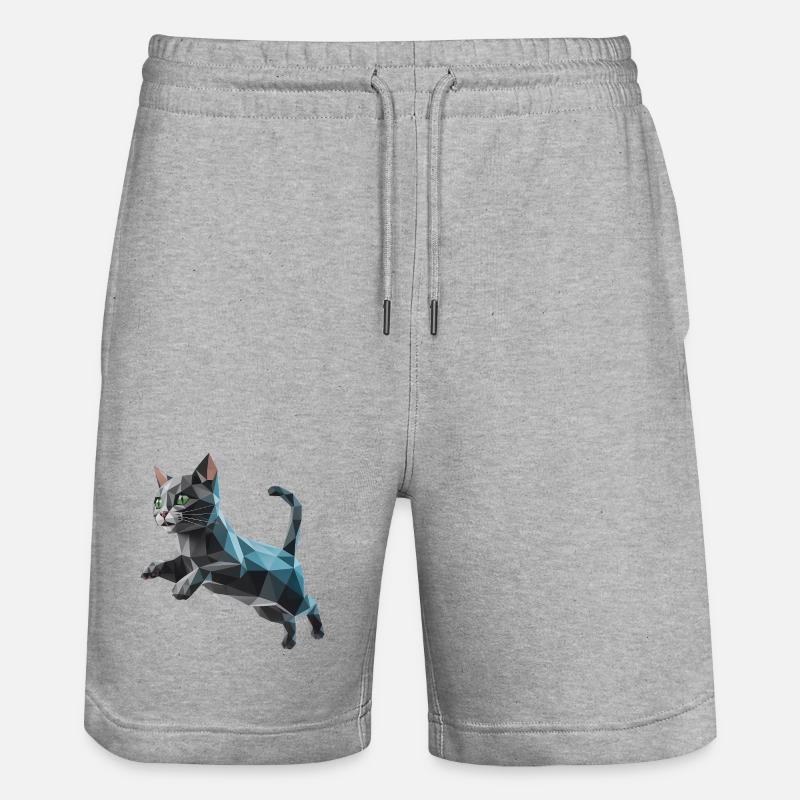 Chaton - Cool Low Poly Logo - Short de jogging bio TRAINER Stanley/Stella unisexe - gris chiné