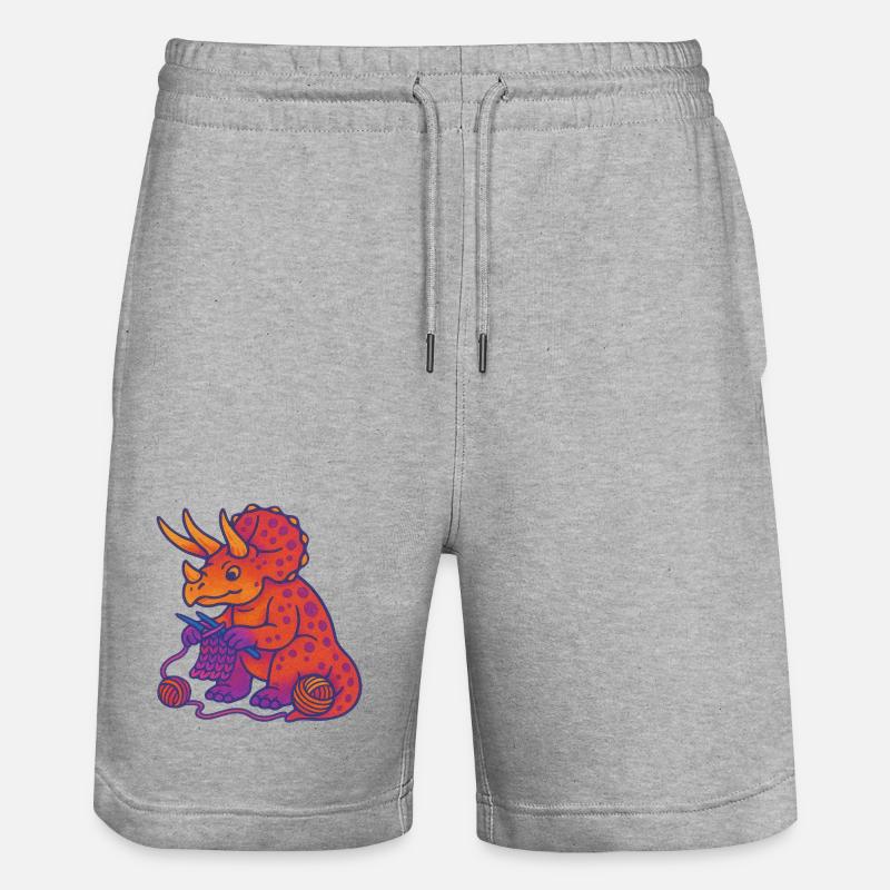 Tricot Dino Triceratops Neon Gradient - Short de jogging bio TRAINER Stanley/Stella unisexe - gris chiné