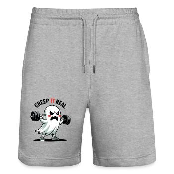 Creep It Real Ghost Lift - Stanley/Stella Unisex Bio Joggingshorts Trainer  - Grau meliert - Vorne - Nik (191cm) & Marisol (170cm)
