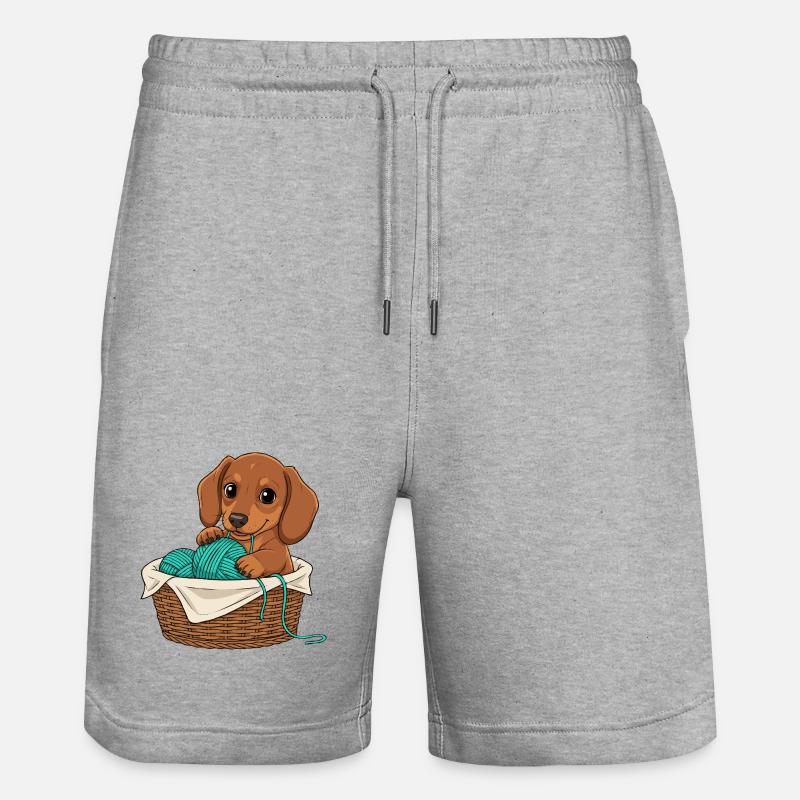 Chiot teckel dans un panier - Short de jogging bio TRAINER Stanley/Stella unisexe - gris chiné