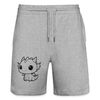 Cute Baby Dragon | Kawaii & Cuddly Vector - Stanley/Stella Trainer Unisex Organic Jogging Shorts - heather grey - Front - Nik (191cm) & Marisol (170cm)