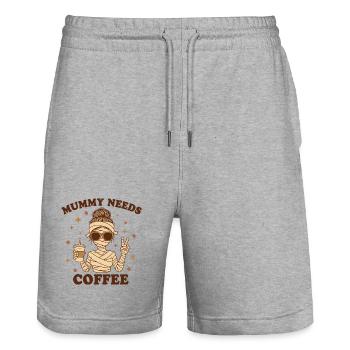 Mother Maternity Humor Mom Mummy Coffee - Stanley/Stella Trainer Unisex Organic Jogging Shorts - heather grey - Front - Nik (191cm) & Marisol (170cm)