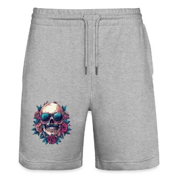 Squelette coloré - Short de jogging bio TRAINER Stanley/Stella unisexe - gris chiné - Devant - Nik (191cm) & Marisol (170cm)