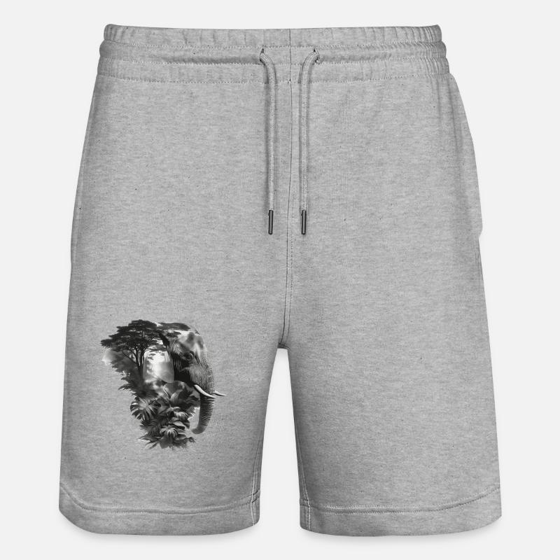 Éléphant Jungle Silhouette Double - Short de jogging bio TRAINER Stanley/Stella unisexe - gris chiné