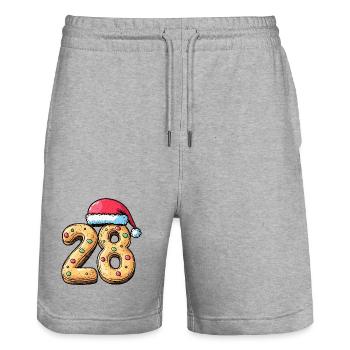 28 Number Cookie Christmas - Stanley/Stella Trainer Unisex Organic Jogging Shorts - heather grey - Front - Nik (191cm) & Marisol (170cm)