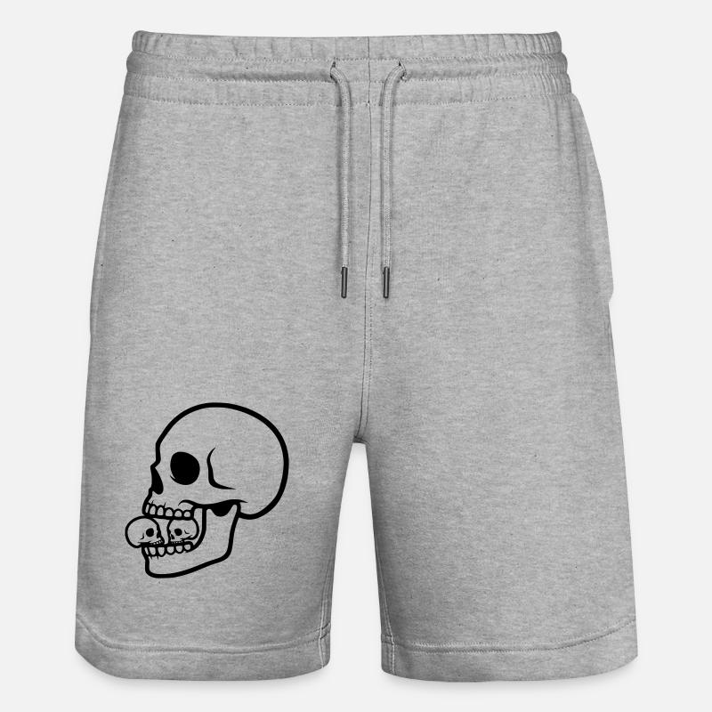 Makaberer Totenkopf | Horror Design - Stanley/Stella Unisex Bio Joggingshorts Trainer  - Grau meliert