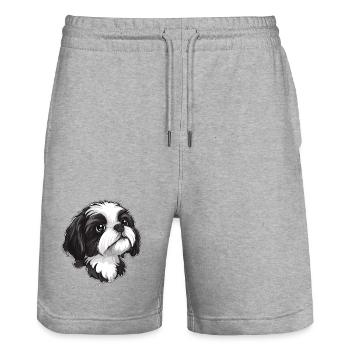 Shih Tzu - Stanley/Stella Unisex Bio Joggingshorts Trainer  - Grau meliert - Vorne - Nik (191cm) & Marisol (170cm)