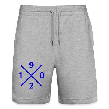 1902 Duisburg Hoodie – Echtes Zebraherz aus’m Pott - Stanley/Stella Unisex Bio Joggingshorts Trainer  - Grau meliert - Vorne - Nik (191cm) & Marisol (170cm)