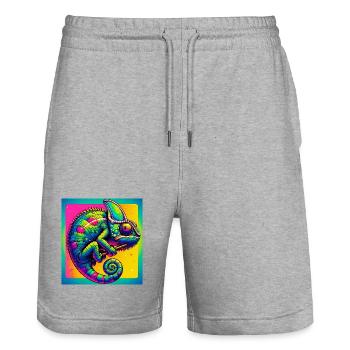 chameleon - Stanley/Stella Trainer Unisex Organic Jogging Shorts - heather grey - Front - Nik (191cm) & Marisol (170cm)