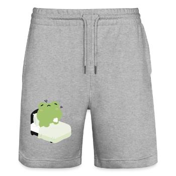 Tired Frog Bedtime - Stanley/Stella Trainer Unisex Organic Jogging Shorts - heather grey - Front - Nik (191cm) & Marisol (170cm)