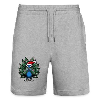 Peacock Bird Christmas - Stanley/Stella Trainer Unisex Organic Jogging Shorts - heather grey - Front - Nik (191cm) & Marisol (170cm)