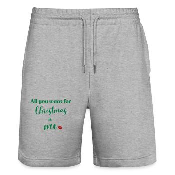 Noël, je suis ton souhait - Short de jogging bio TRAINER Stanley/Stella unisexe - gris chiné - Devant - Nik (191cm) & Marisol (170cm)