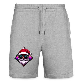 Santa mit Sonnenbrille  - Stanley/Stella Unisex Bio Joggingshorts Trainer  - Grau meliert - Vorne - Nik (191cm) & Marisol (170cm)