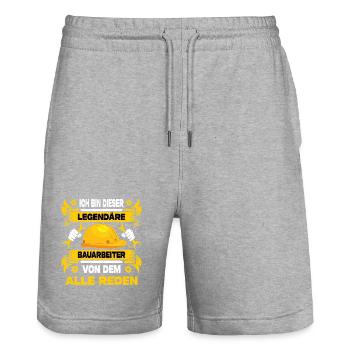 Bauleiter Geschenke Bauarbeiter Strassenbau - Stanley/Stella Unisex Bio Joggingshorts Trainer  - Grau meliert - Vorne - Nik (191cm) & Marisol (170cm)