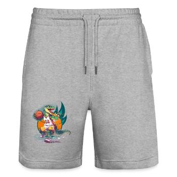 Joueur de basket-ball Dinosaur T-Rex - Short de jogging bio TRAINER Stanley/Stella unisexe - gris chiné - Devant - Nik (191cm) & Marisol (170cm)