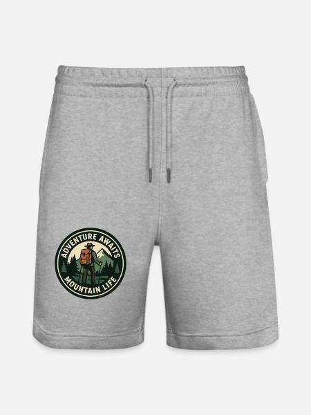 Abenteuer Warte Bergleben - Stanley/Stella Unisex Bio Joggingshorts Trainer  - Grau meliert