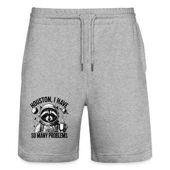 Space Raccoon Blues - Short de jogging bio TRAINER Stanley/Stella unisexe - gris chiné - Devant - Nik (191cm) & Marisol (170cm)