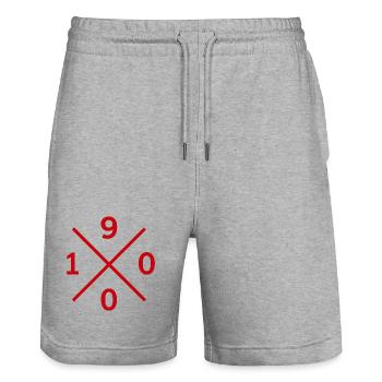 1900 Fußball Hoodie, Tasche Design für Nürnberg - Stanley/Stella Unisex Bio Joggingshorts Trainer  - Grau meliert - Vorne - Nik (191cm) & Marisol (170cm)