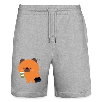 Sleepy German Shepherd Coffee - Stanley/Stella Trainer Unisex Organic Jogging Shorts - heather grey - Front - Nik (191cm) & Marisol (170cm)