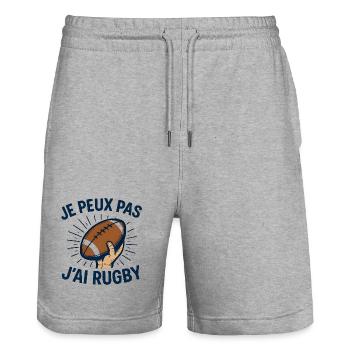 Je peux pas j'ai rugby - Short de jogging bio TRAINER Stanley/Stella unisexe - gris chiné - Devant - Nik (191cm) & Marisol (170cm)