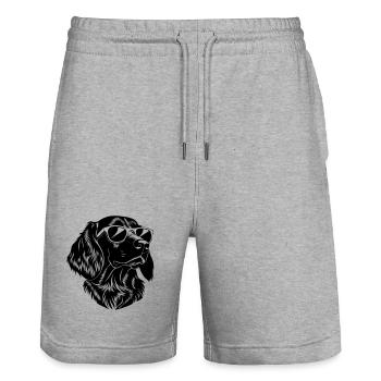 Lustiger Hundekopf mit Sonnenbrille - Stanley/Stella Unisex Bio Joggingshorts Trainer  - Grau meliert - Vorne - Nik (191cm) & Marisol (170cm)