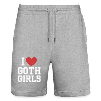 Ich liebe Goth Girls - Stanley/Stella Unisex Bio Joggingshorts Trainer  - Grau meliert - Vorne - Nik (191cm) & Marisol (170cm)