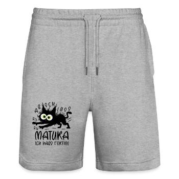 Matura 2026 I'm done cat - Stanley/Stella Trainer Unisex Organic Jogging Shorts - heather grey - Front - Nik (191cm) & Marisol (170cm)