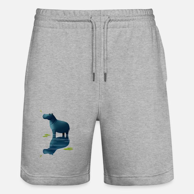 Hippopotame et libellule - Short de jogging bio TRAINER Stanley/Stella unisexe - gris chiné