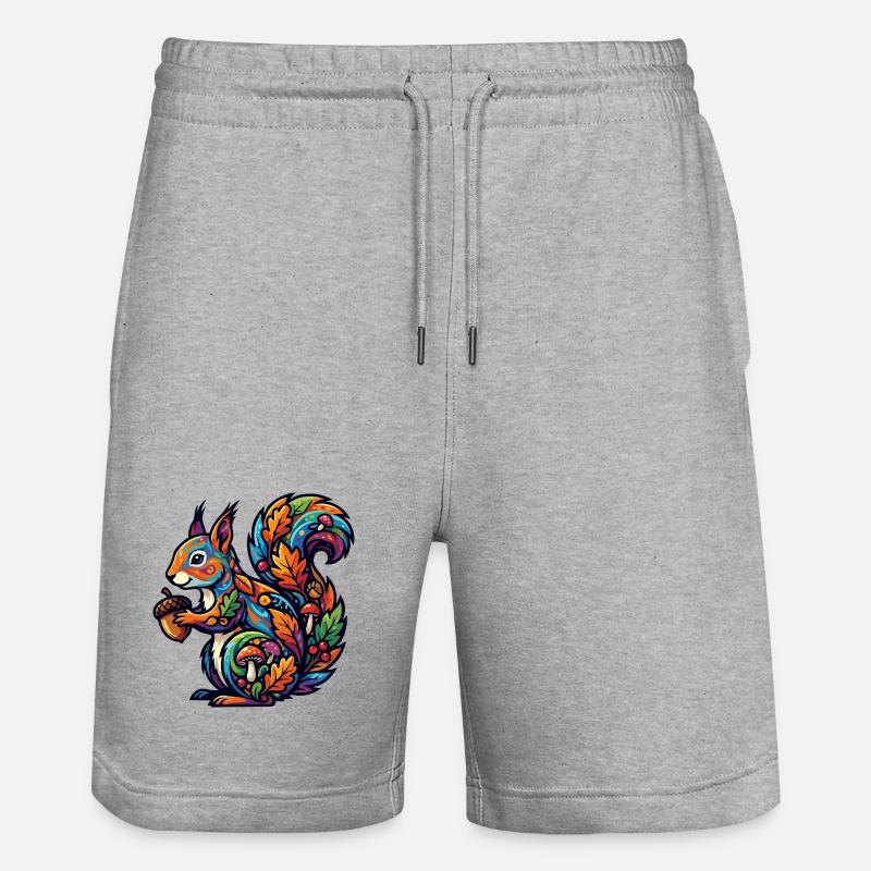 Buntes Eichhörnchen Herbstzauber Nuss Waldbewohner - Stanley/Stella Unisex Bio Joggingshorts Trainer  - Grau meliert