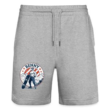 Benny, look vintage - Short de jogging bio TRAINER Stanley/Stella unisexe - gris chiné - Devant - Nik (191cm) & Marisol (170cm)