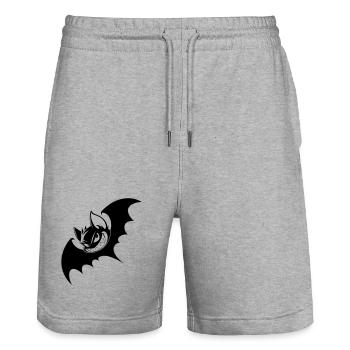 Grinsende Fledermaus – Evil Cartoon Bat - Stanley/Stella Unisex Bio Joggingshorts Trainer  - Grau meliert - Vorne - Nik (191cm) & Marisol (170cm)