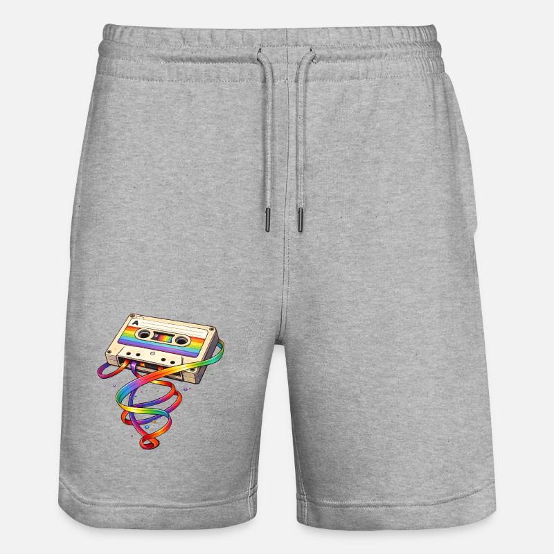 Cassette rétro avec ruban arc-en-ciel - Short de jogging bio TRAINER Stanley/Stella unisexe - gris chiné