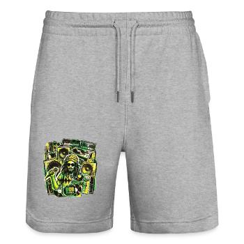 Dub Reggae Soundsystem - Stanley/Stella Trainer Unisex Organic Jogging Shorts - heather grey - Front - Nik (191cm) & Marisol (170cm)