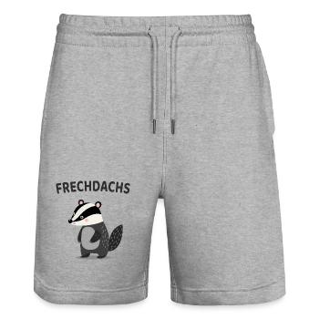 Frechdachs Lustiger Dachs Spruch - Stanley/Stella Unisex Bio Joggingshorts Trainer  - Grau meliert - Vorne - Nik (191cm) & Marisol (170cm)