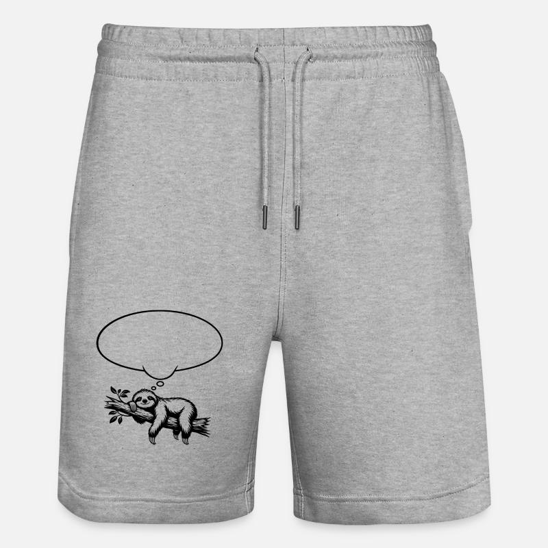 Faultier_chillend_mit_Denkblase - Short de jogging bio TRAINER Stanley/Stella unisexe - gris chiné