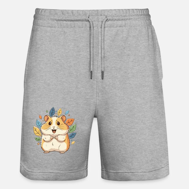 Hamster câlin aux feuilles d’automne - Short de jogging bio TRAINER Stanley/Stella unisexe - gris chiné