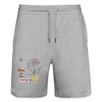 Thank you greetings - Stanley/Stella Trainer Unisex Organic Jogging Shorts - heather grey - Front - Nik (191cm) & Marisol (170cm)