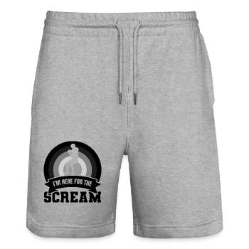 funny football saying - Stanley/Stella Trainer Unisex Organic Jogging Shorts - heather grey - Front - Nik (191cm) & Marisol (170cm)