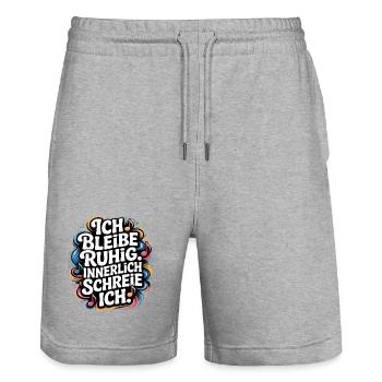 Ich bleibe ruhig innerlich schreie ich - Stanley/Stella Unisex Bio Joggingshorts Trainer  - Grau meliert - Vorne - Nik (191cm) & Marisol (170cm)