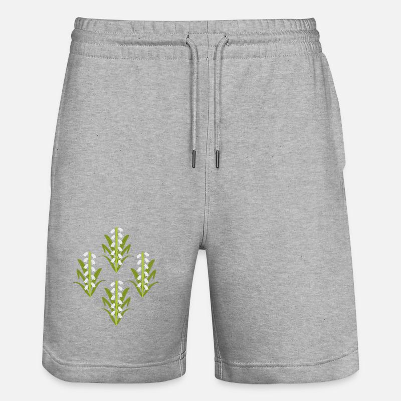 Fleur de naissance de mai, muguet-de-vallée - Short de jogging bio TRAINER Stanley/Stella unisexe - gris chiné