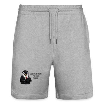Guck mich nicht in diesem Ton an Pinguin - Stanley/Stella Unisex Bio Joggingshorts Trainer  - Grau meliert - Vorne - Nik (191cm) & Marisol (170cm)