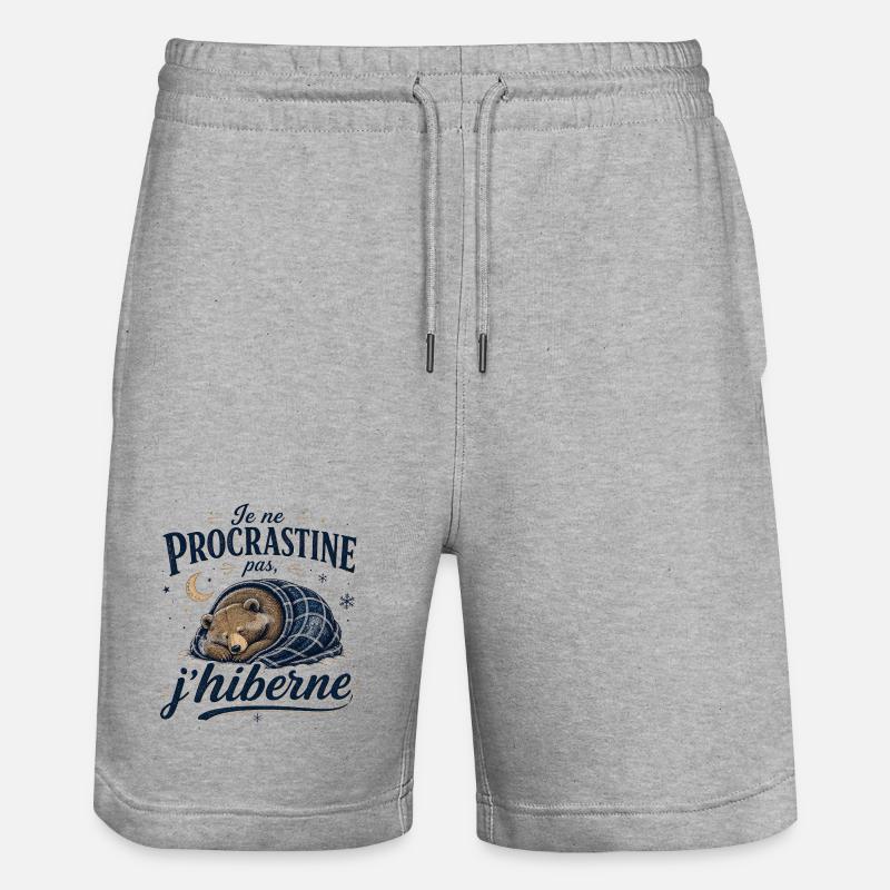 Je ne procrastine pas j’hiberne - Short de jogging bio TRAINER Stanley/Stella unisexe - gris chiné
