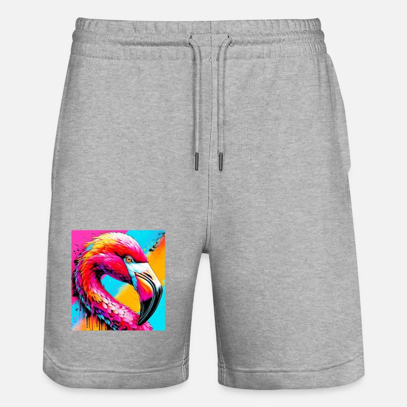 Flamingo - Stanley/Stella Unisex Bio Joggingshorts Trainer - Grau meliert