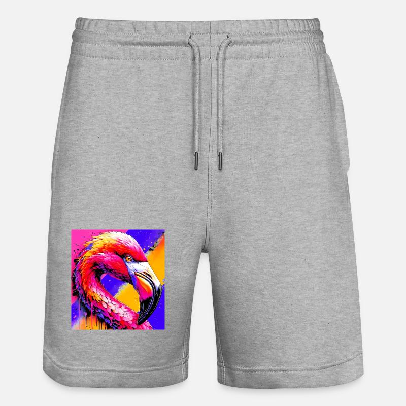 Flamingo - Stanley/Stella Unisex Bio Joggingshorts Trainer - Grau meliert