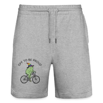 Pride Month LGBT -  Off to Fight for Equality - Stanley/Stella Trainer Unisex Organic Jogging Shorts - heather grey - Front - Nik (191cm) & Marisol (170cm)