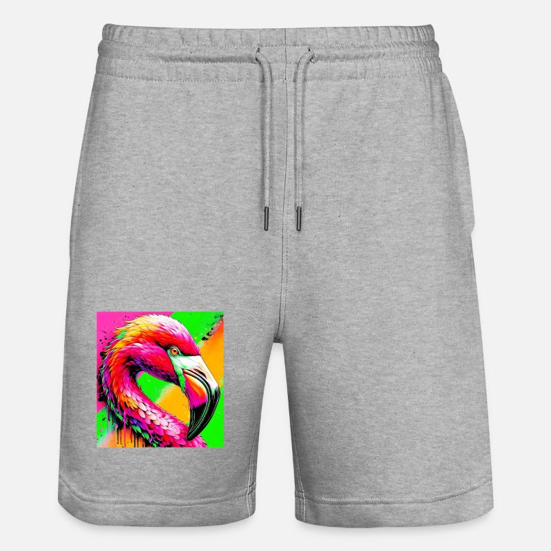 Flamingo - Stanley/Stella Unisex Bio Joggingshorts Trainer - Grau meliert