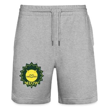 Sunny Meow Sun Mascot - Stanley/Stella Trainer Unisex Organic Jogging Shorts - heather grey - Front - Nik (191cm) & Marisol (170cm)